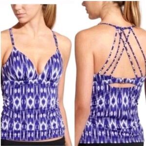 Athleta Women's  Purple Ikat Print  Aqualuxe Swim Tankini Top XL